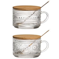 НАБОР КРУЖЕК ИЗ 2-Х ШТ. С КРЫШКОЙ И МЕТАЛ.ЛОЖКОЙ 400 МЛ