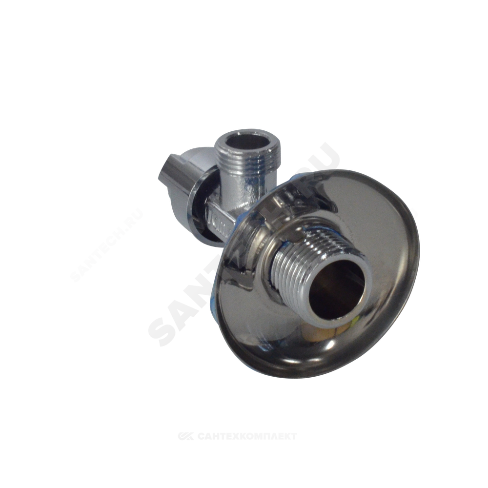 Кран латунь бытовой хром угловой G1/2"х3/4" Ру10 НР переходной маховик с отражателем Icma 90519AE07