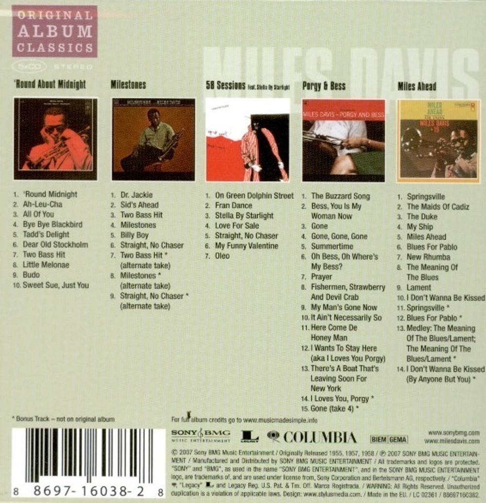 Miles Davis / Original Album Classics (5CD)
