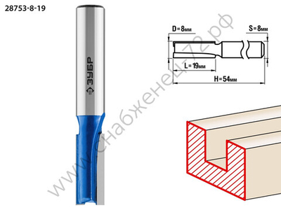 ЗУБР 8x19мм, хвостовик 8мм, фреза пазовая прямая