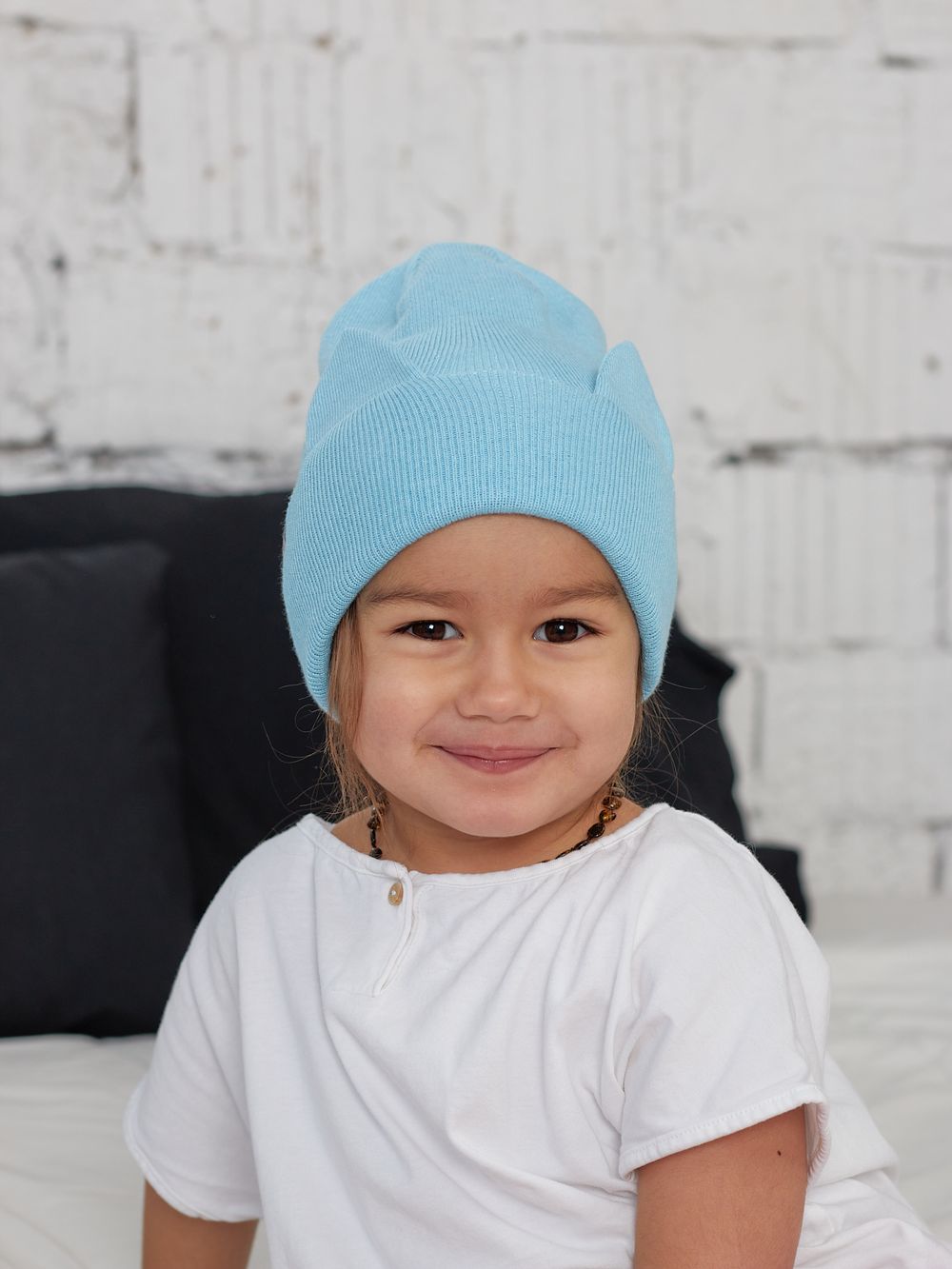 Шапка хлопковая вязаная КИС(Голубой)