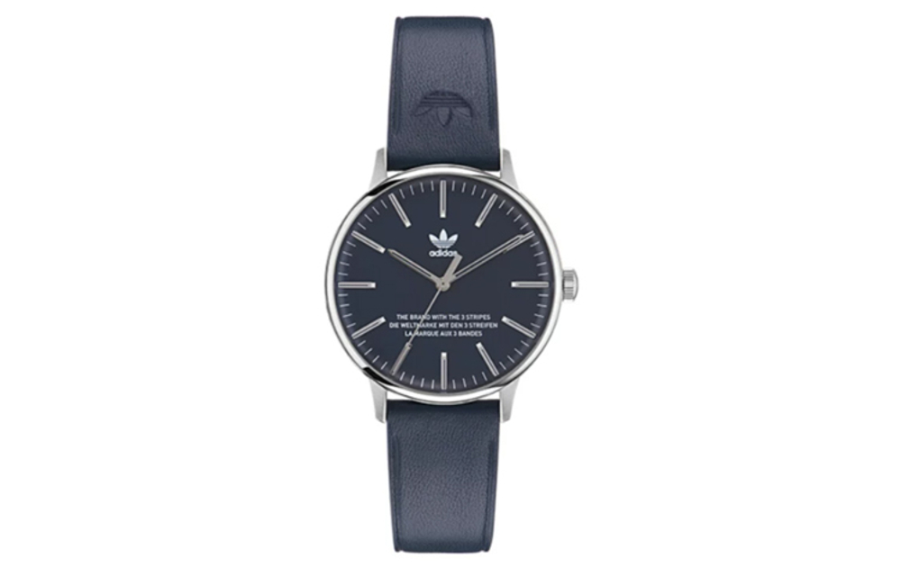 Adidas Originals Wrist Watch Quartz Movement Leather Strap 38mm Blue Dial Unisex 50m Water Resistant