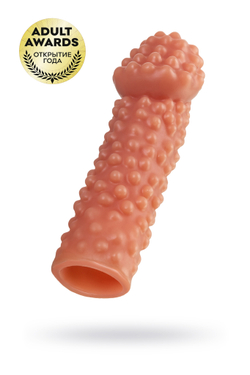 Насадка реалистичная KOKOS PENIS SLEEVE с дополнительной стимуляцией, TPE, телесная, 16.5 см