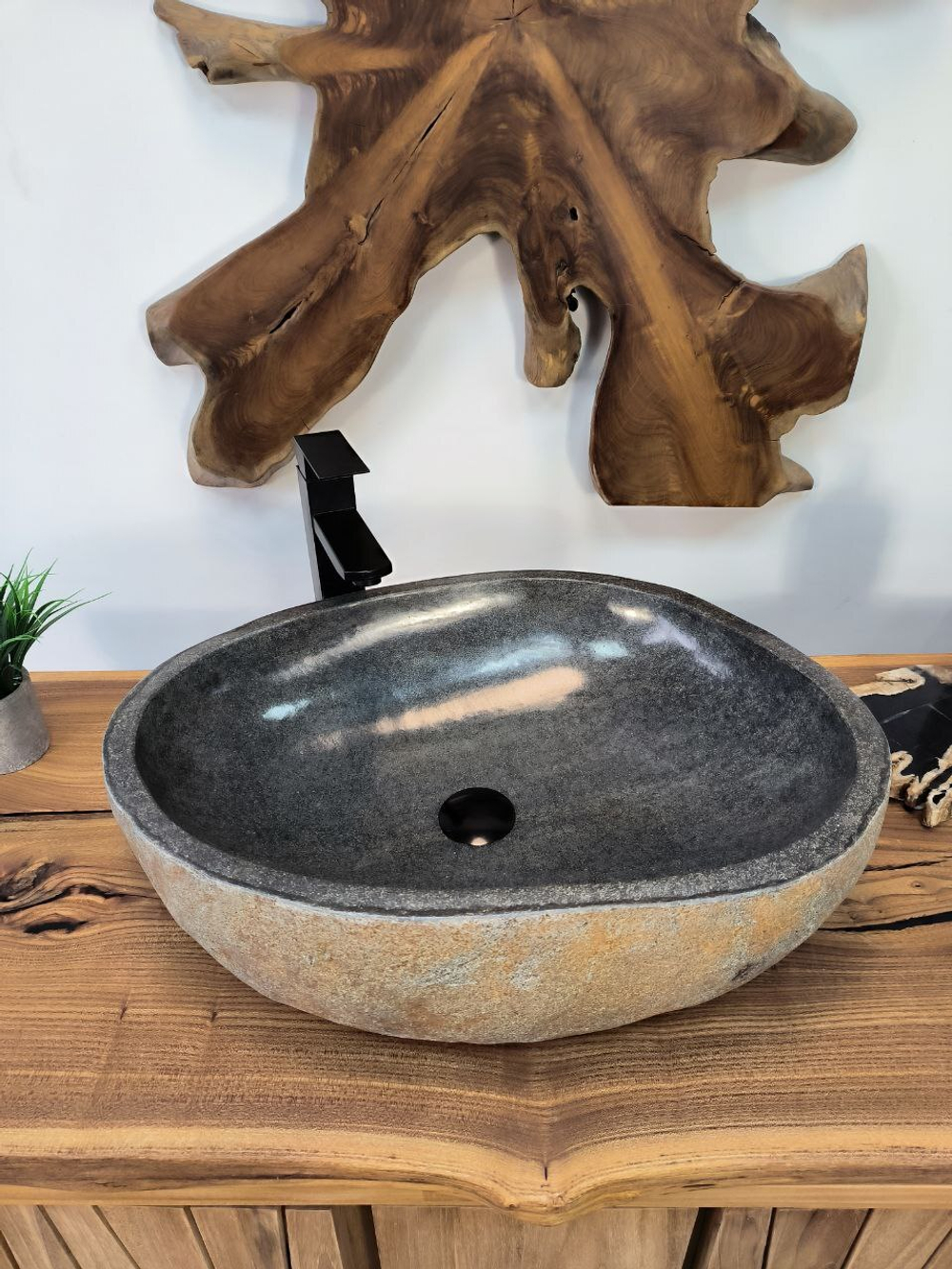 Раковина из речного камня RS-65906 60х43х14 из натурального камня
