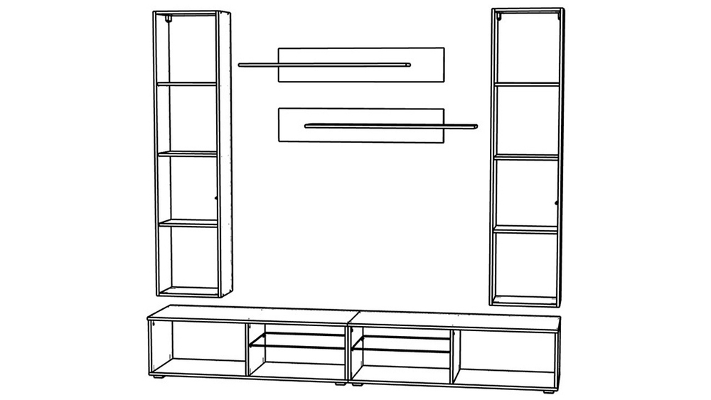 Гостиная 14 Черный 0190 / Белый Фасадный 0101 120*45*210 см, Черный, Белый Фасадный   Фиеста