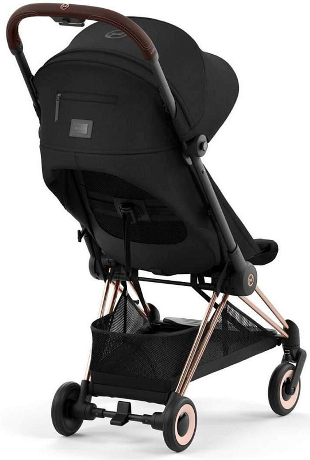 Коляска Cybex Coya Rosegold Frame Cloud G i-Size Fog Grey 2 в 1 Sepia Black с дождевиком и бампером