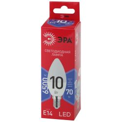 Лампа светодиодная ЭРА RED LINE LED B35-10W-865-E14 R 10Вт свеча холодный дневной свет Е14 | Лампы cветодиодные Свеча (B/C)