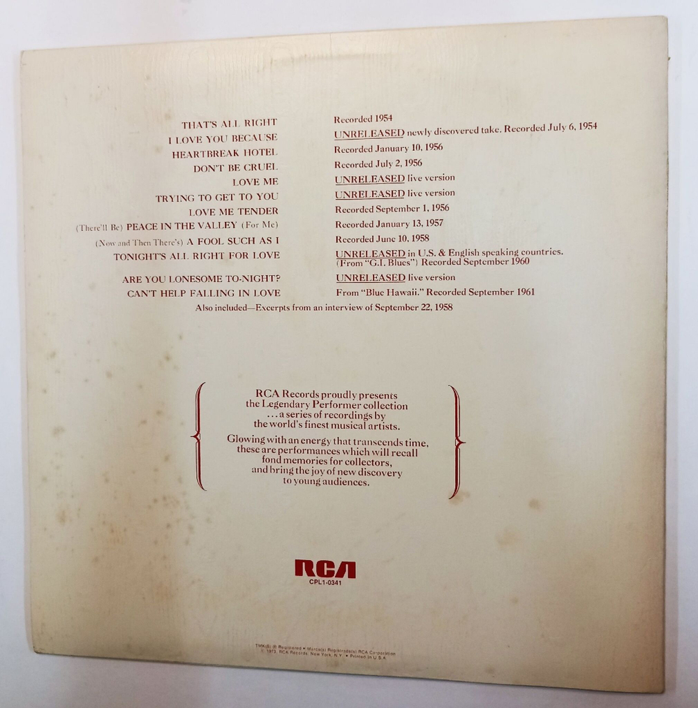 Винтажная виниловая пластинка Elvis Presley A Legendary Performer - Volume 1 (Japan 1974)