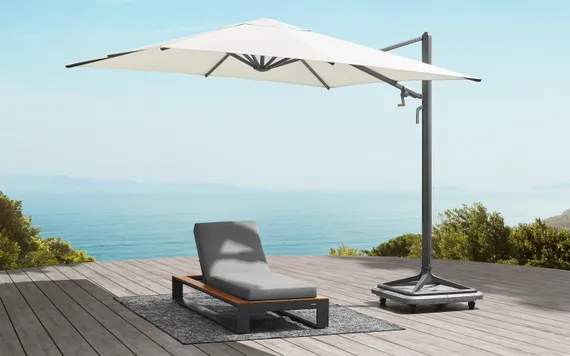 Зонт профессиональный Levia 3х3 м, антрацит, тортора. База и светильник в комплекте