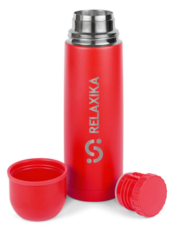 Термос Relaxika 101 (0,5 литра), красный (стикерпак "Альпинизм")