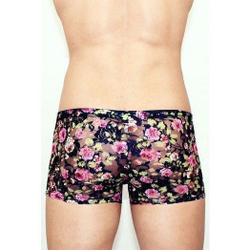 Мужские трусы боксеры темно-синие  с розами Romeo Rossi Rose Boxer RR00225