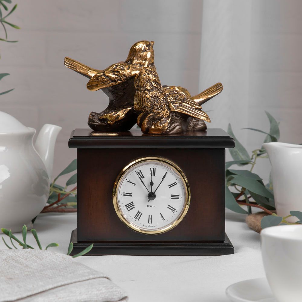 Часы Птички Терра Дуэт Орех Бронза