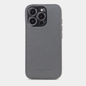 Чехол для iPhone 16 Pro из кожи сафьяно, серого цвета