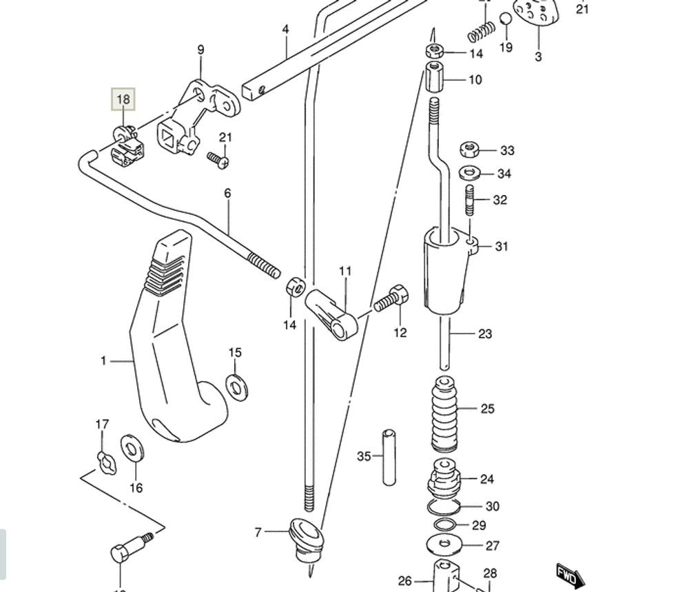 Фиксатор тяги для лодочных моторов Suzuki DF9.9/DF15