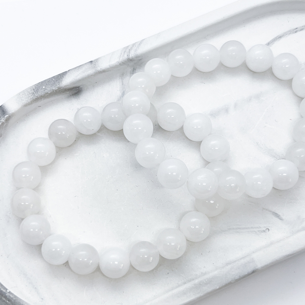 Браслет, белый кварц, диаметр бусин 10 мм, размер 17 см