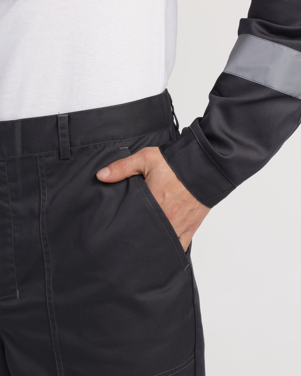 Костюм Лигор-1 Премиум СОП (тк.Смесовая,240) брюки, т.серый/красный