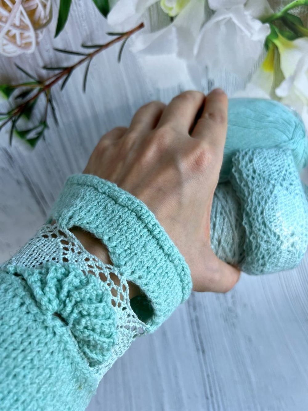 Набор Пряжи для вязания Микс с Кружевом хлопок люрекс