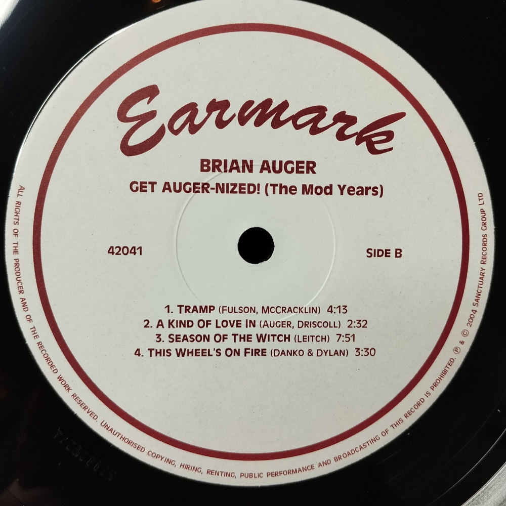 Винтажная виниловая пластинка LP Brian Auger Get Auger-Nized! (The Mod Years) (Italy 2004)