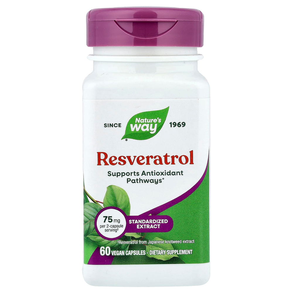 Nature's Way, Premium Blend, ресвератрол, 60 веганских капсул