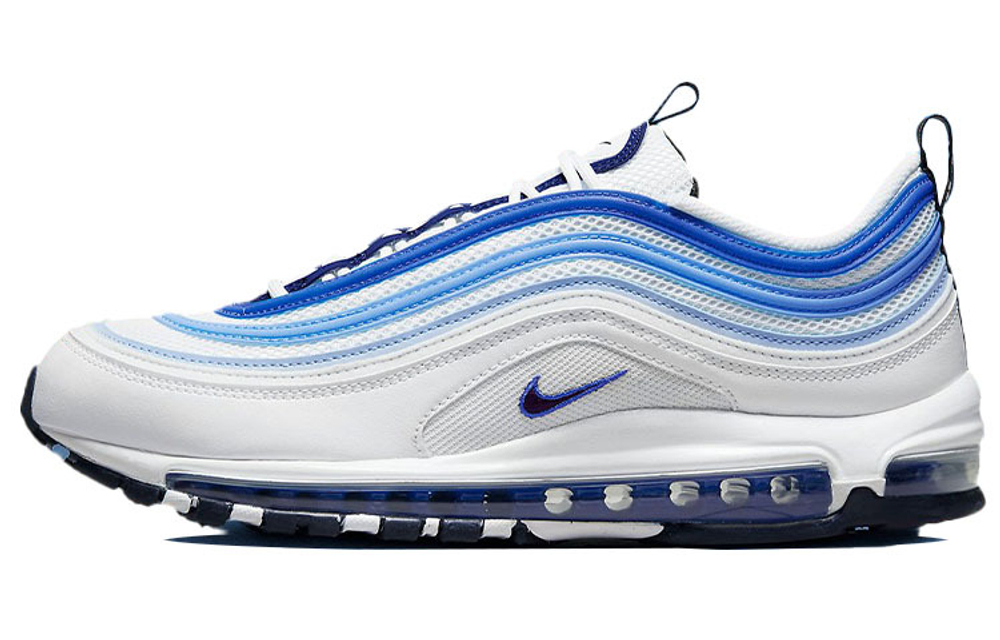 Nike Air Max 97 Blueberry retro fabric leather shock absorption non-slip wear-resistant low-cut casual running shoes men's white and blue