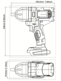Бесщеточный беспроводной ударный гайковерт Heimerdinger 800 Н.М, без батареи, LB265