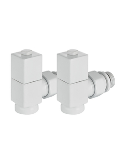 Набор дизайн-вентилей Royal Thermo CUBE, угловой (белый) 1/2"
