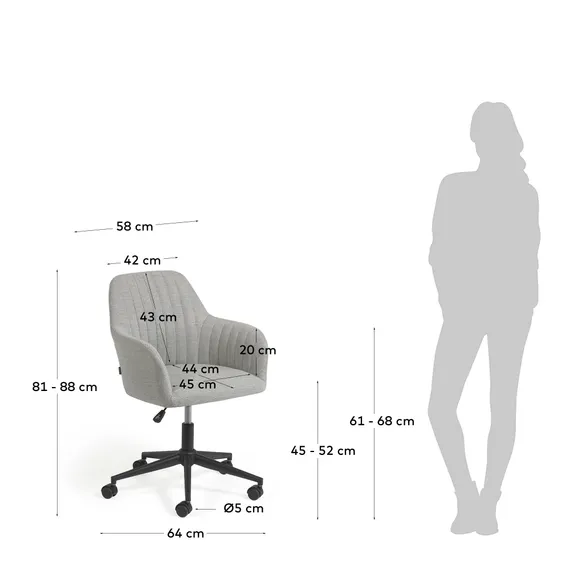 Рабочее кресло на колесиках Madina светло-серое