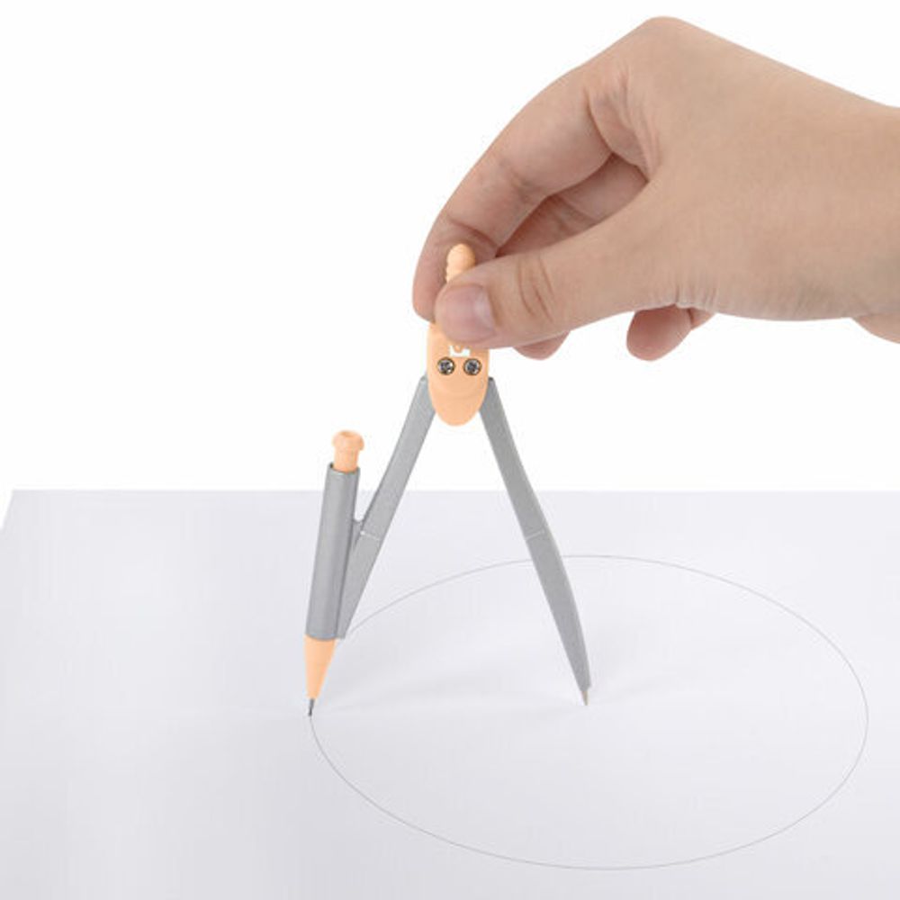 Готовальня BRAUBERG SCHOOL KIT, 9 предметов, циркуль 125 мм, чертежные принадлежности, персиковый цвет, 210715