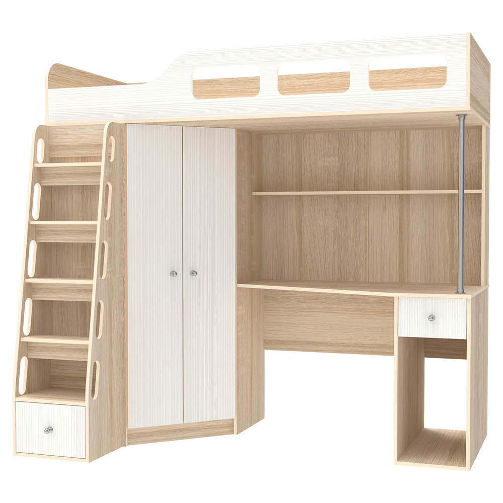 Кровать-чердак КарИВи Астра 7 Дуб Сонома Белое Дерево
