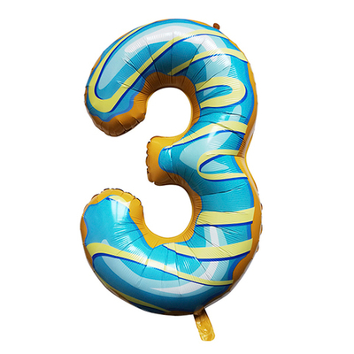Шар фольга Цифра 3 Пончик 40"/102см с гелием