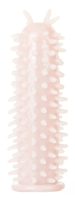 Телесная насадка на пенис с шипами по всей длине - 13 см. (Цвет: телесный)