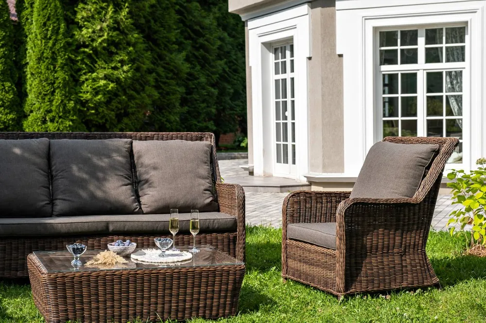 "Гляссе" лаунж-зона из искусственного ротанга, цвет коричневый