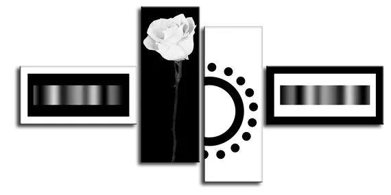 Модульная картина "Черно-белая абстракция с розой"