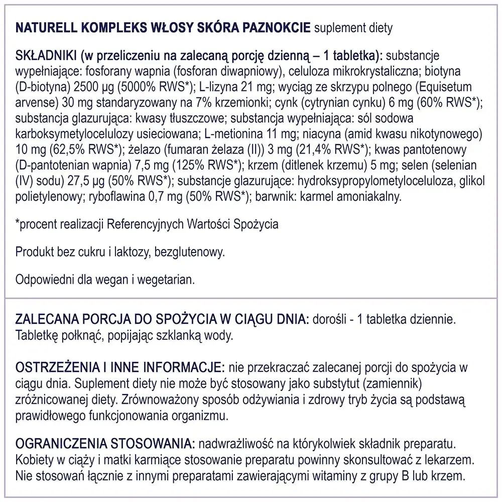 Naturell - Комплекс для ногтей и кожи волос, 120 таблеток