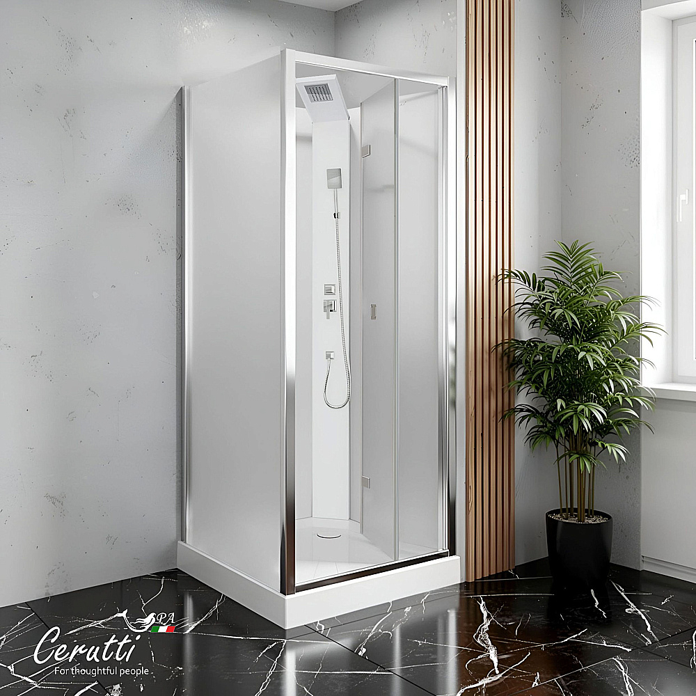 Душевая кабина Ceruttispa BELLA 90F 90x90 стекло матовое/профиль черный матовый