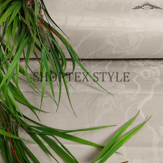 Сатин-жаккард &quot;Серо-бежевый&quot; | ш.250 см | 146 г/м² | хлопок-100%