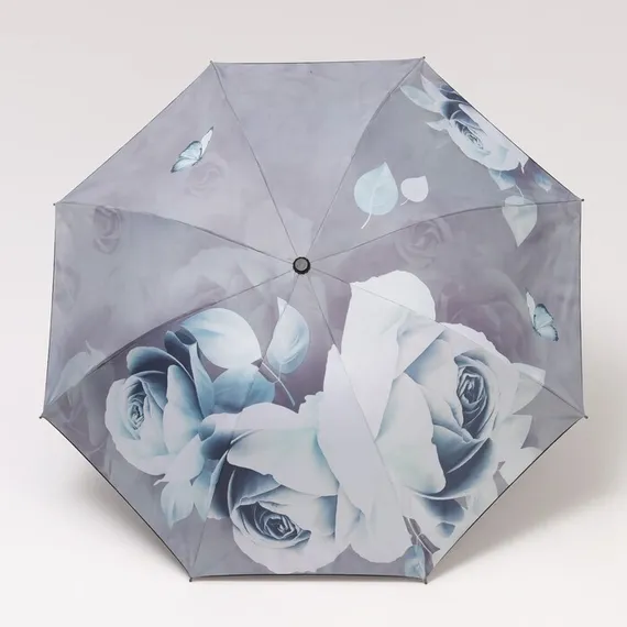 Зонт механический «Розы», ветроустойчивый, 3 сложения, 8 спиц, R = 48 см, рисунок МИКС