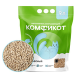 Наполнитель древесный впитывающий, мелкие гранулы Комфикот 9 л