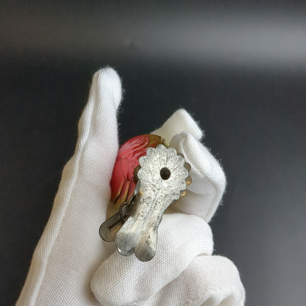 Ёлочная игрушка "Филин, сова" на прищепке, стекло, роспись, винтаж СССР 1950-1980 гг
