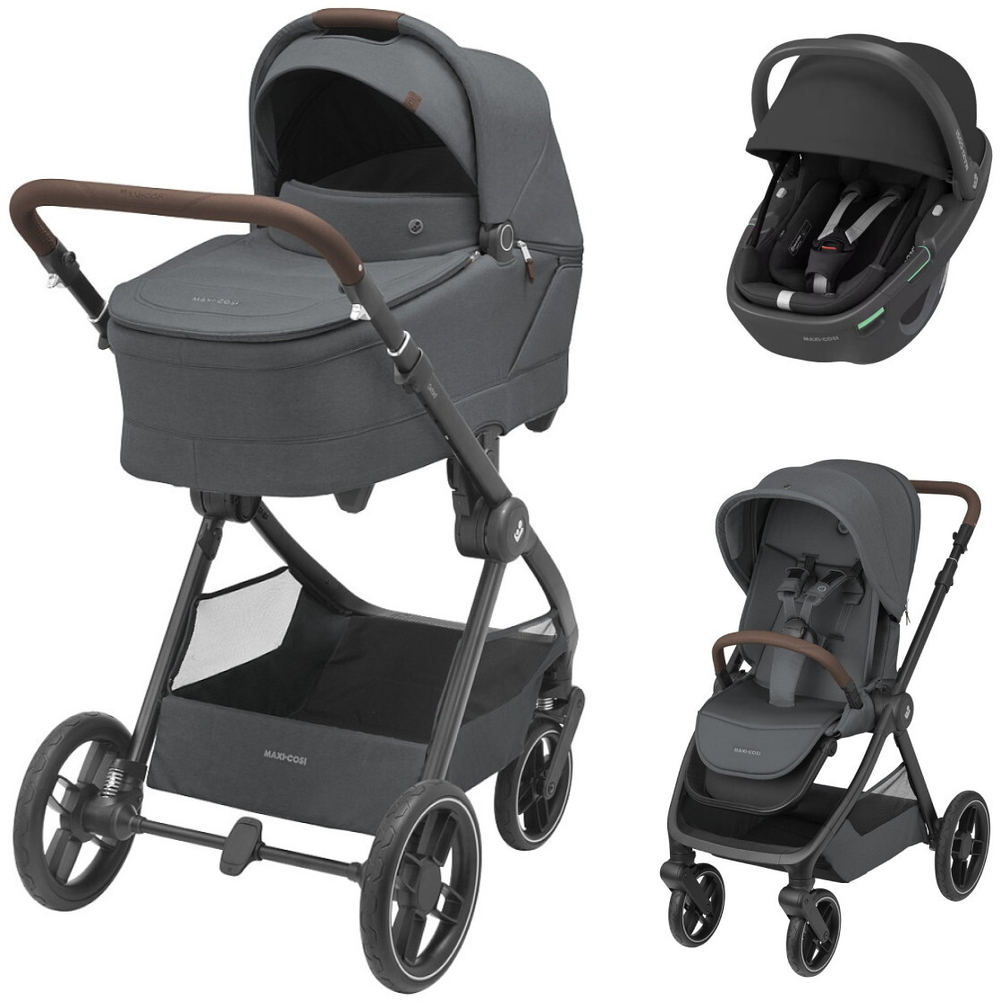 Коляска детская Maxi-Cosi Oxford Plus 3 в 1 с автокреслом Coral 360 Essential black 1978204110 PlusTwillic Graphite/Графит