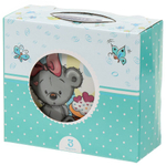 Набор посуды керам, 3 шт, Медвежонок, тар 17,5см,сал 15см,круж 230мл, Daniks, C524