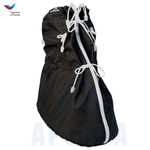 Легкий чехол с подошвой из резины на аппарат Илизарова на голени и стопе. Ткань Сорочка. Цвет изделия черный, цвет молнии белый. Размер OGSRZU-13