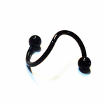 Серьга спираль (черная) для пирсинга хряща уха. Медицинская сталь, титановое покрытие. Толщина 1 мм.