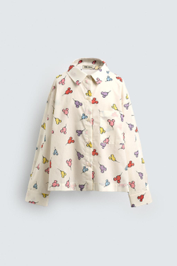 ZARA X DISNEY РУБАШКА С ШАРАМИ MICKEY MOUSE, ЭКРЮ