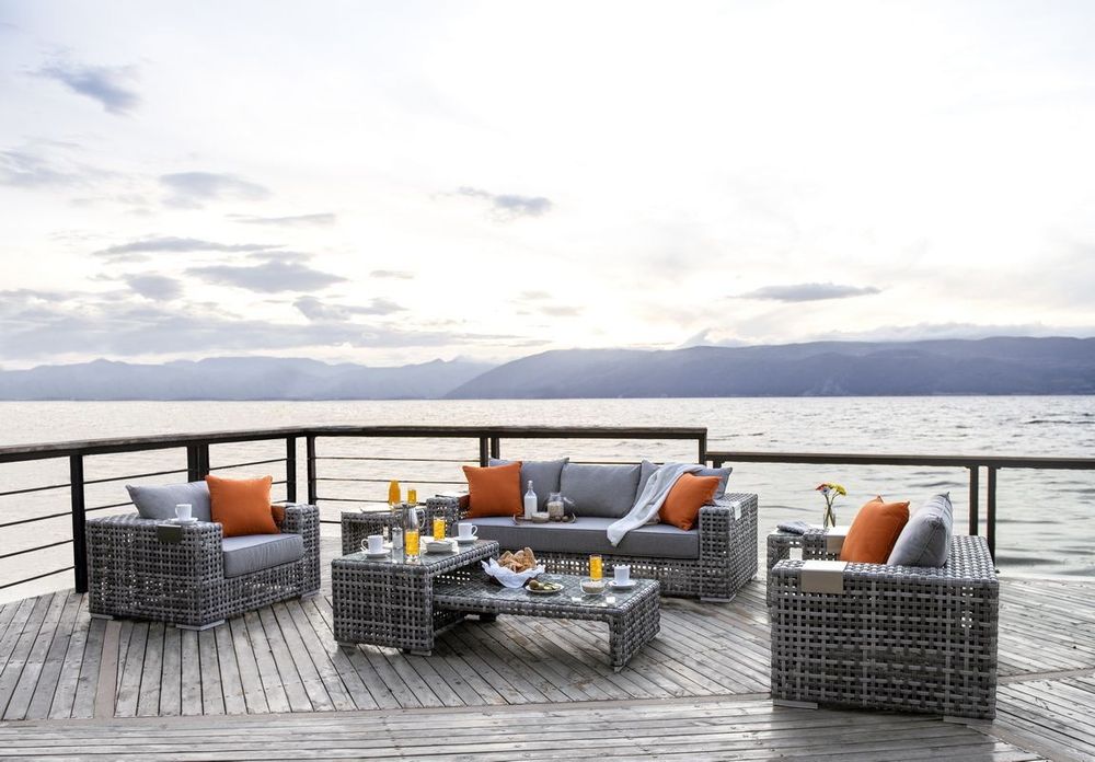 "Тито" лаунж-зона из искусственного ротанга, цвет серый