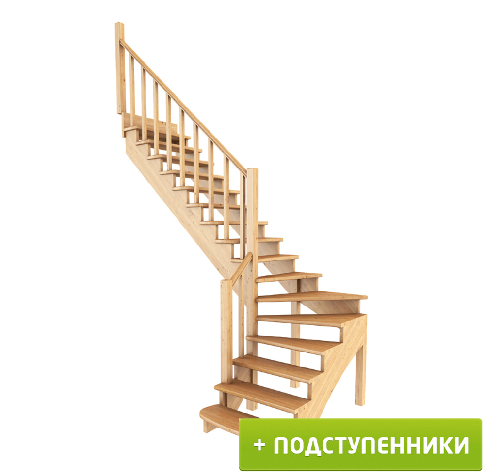 Лестница на второй этаж К-001м/6 Левая c подступенками