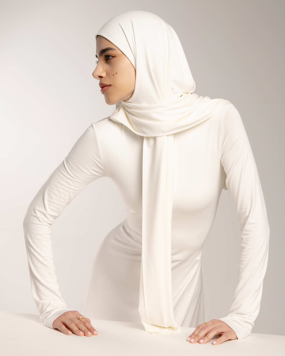 Хиджаб Молик двухслойный белый