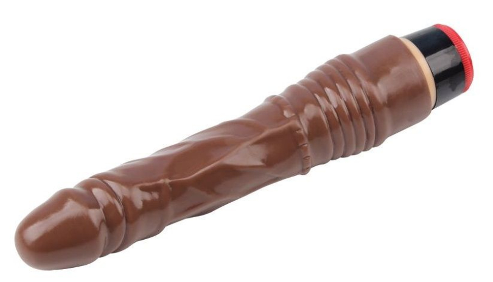 Коричневый вибратор-реалистик 8.8” Vibe Cock - 21,5 см. (Цвет: коричневый)