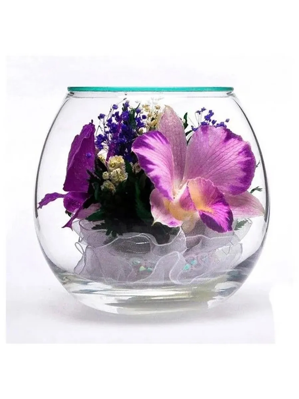 натуральные цветы в стекле, вакуум