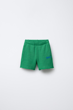 ZARA ШОРТЫ С НАДПИСЬЮ, ЗЕЛЕНЫЙ